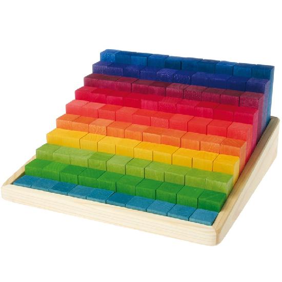 Grimm's Building Stepped Counting Blocks, 4cm thick 4 x 4 cm