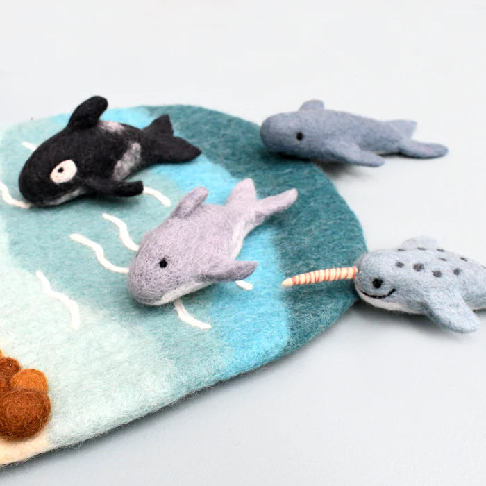 Felt Ocean Marine Mammals Toys - Orca, Whale, Dolphin, Narwhal