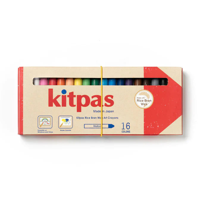 Kitpas Rice Bran Wax Art Crayons 16 Colors